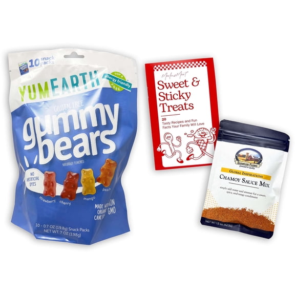 Yum Earth Gummy Bears Snack Packs - 10 Packs | Shawhan Farms Chamoy Mix & Merlinsmart Zine