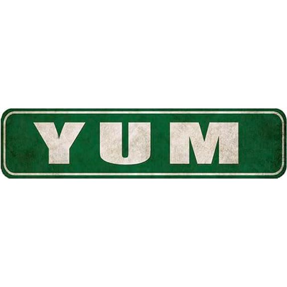 Yum Sign - Rustic Metal Street Sign Door Name Plate Plaque,4x16 Inch