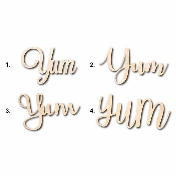 Yum Sign Unfinished Wood Cutout Home Decor DIY Option 1- 18" Wide / 1/8"