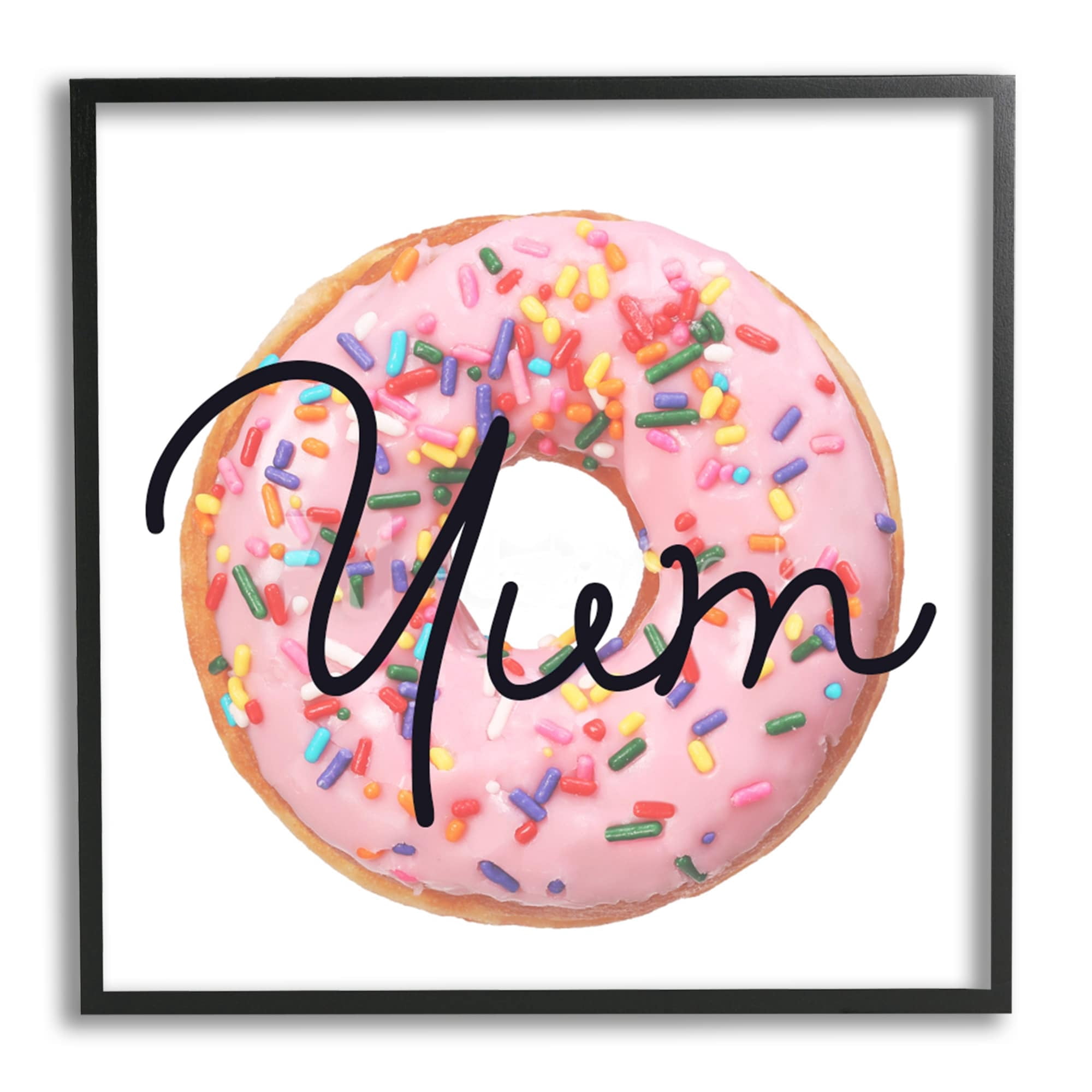 Yum Sprinkle Donut Food & Beverage Framed Art Print Wall Art, 17x17