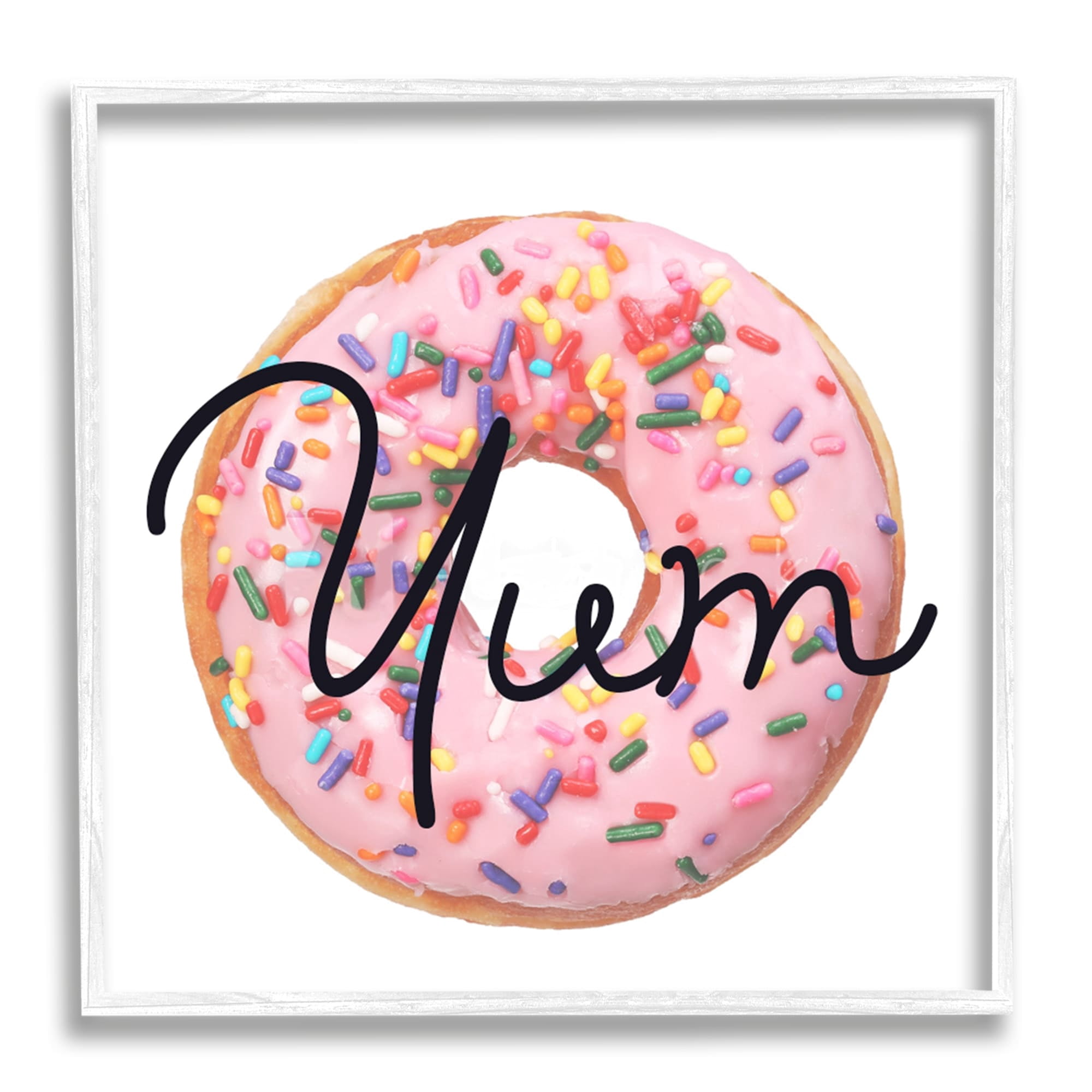 Yum Sprinkle Donut Food & Beverage Framed Art Print Wall Art, 17x17