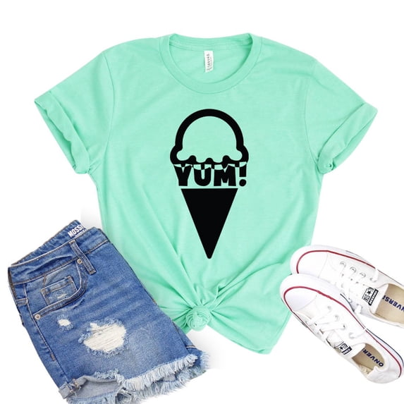 Yum T-shirt Foodie Tee Ice Cream Shirt Women's Workout Tshirt Summer Shirts Vacation Top Party Gift