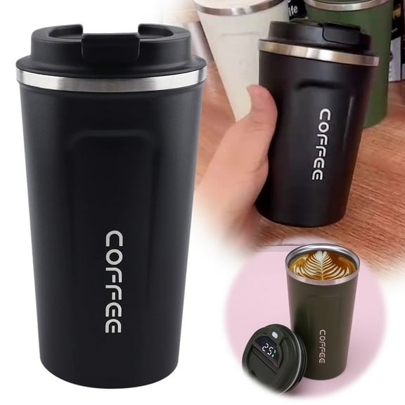 Yum Time 510Ml Stainless Steel Insulated Vacuum Coffee Mug,Travel Car Stainless Thermal Vacuum Coffee Mug Cup With Lid Black 510Ml,Cup * 1 Piece