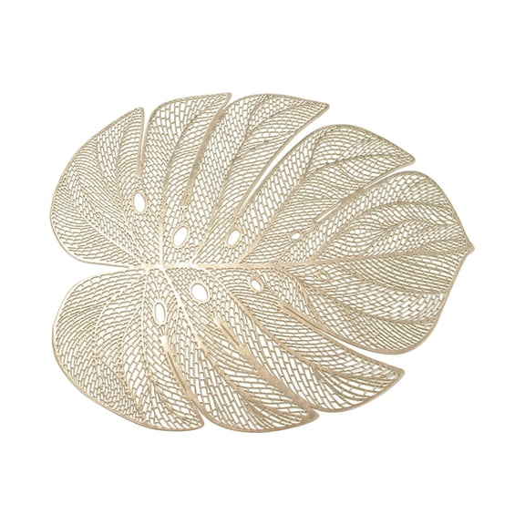 Yum Time Placemats,Stylish Pvc Hollow-Out Turtle Back Leaf Decoration Placemat with Simulation Leaves, , Oil-Proof and Durable Table Mat for Heat Insulation,Placemat,1X Placemat