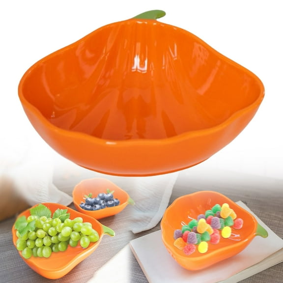 Yum Time Pumpkin Shaped Ceramic Soup Bowl Charming Container For Salad Desserts Adorable Household Serving Dish For Parties Home Decor Capacity Ceramic Bowl,1 Pc Pumpkin-Shaped Salad Bowl/Fruit Bowl