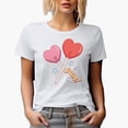 thumbnail image 1 of Yum with Two Heart Lollipops, Retro Valentines Day Art Merch Gift, White T-Shirt, 2XL, 1 of 5