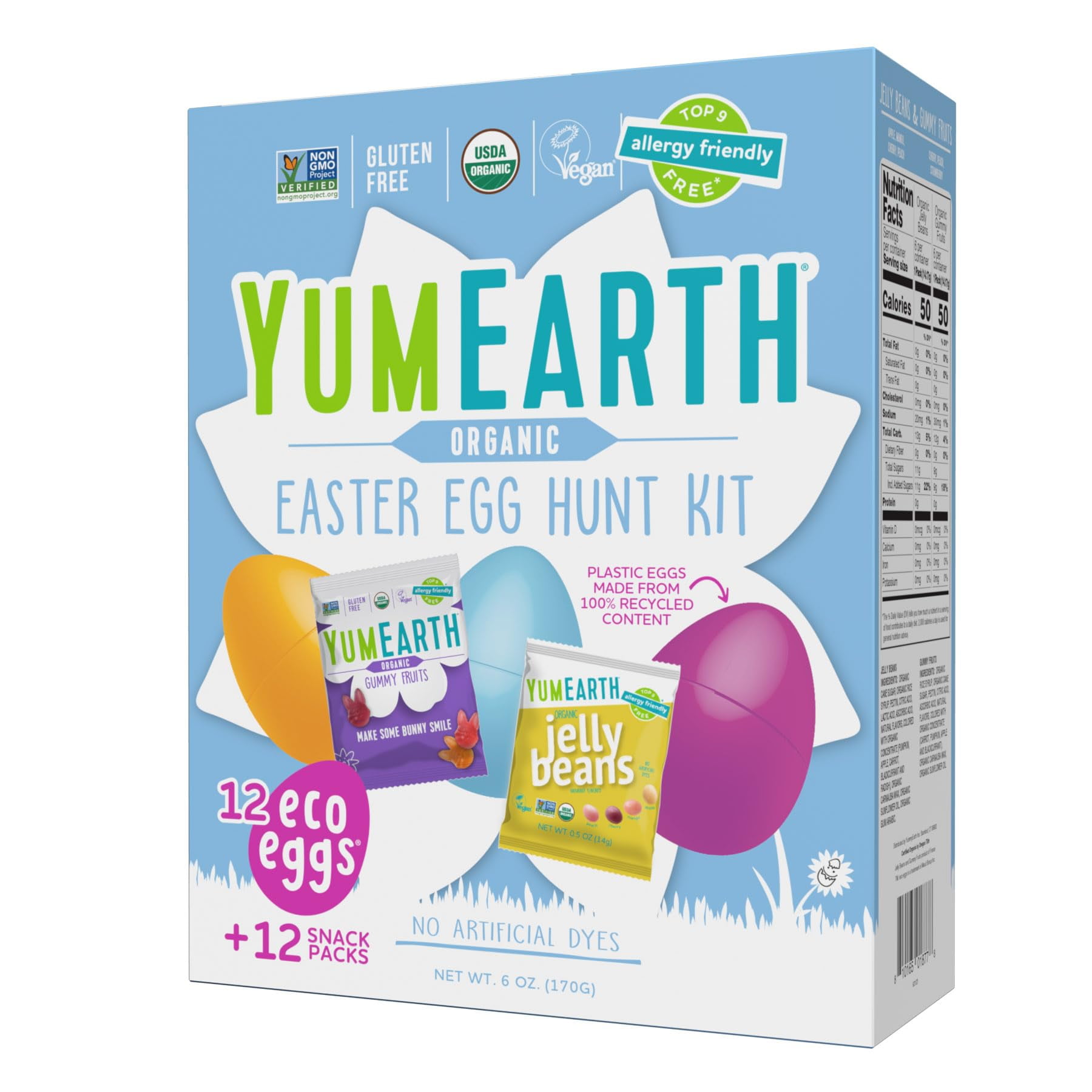 YumEarth Easter Egg Hunt MMF7 Kit 12 Eggs with Snack Packs Organic