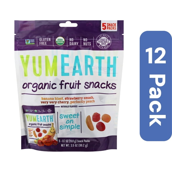 YumEarth Fruit Snacks 5 Count 3.5 oz (Pack of 12)