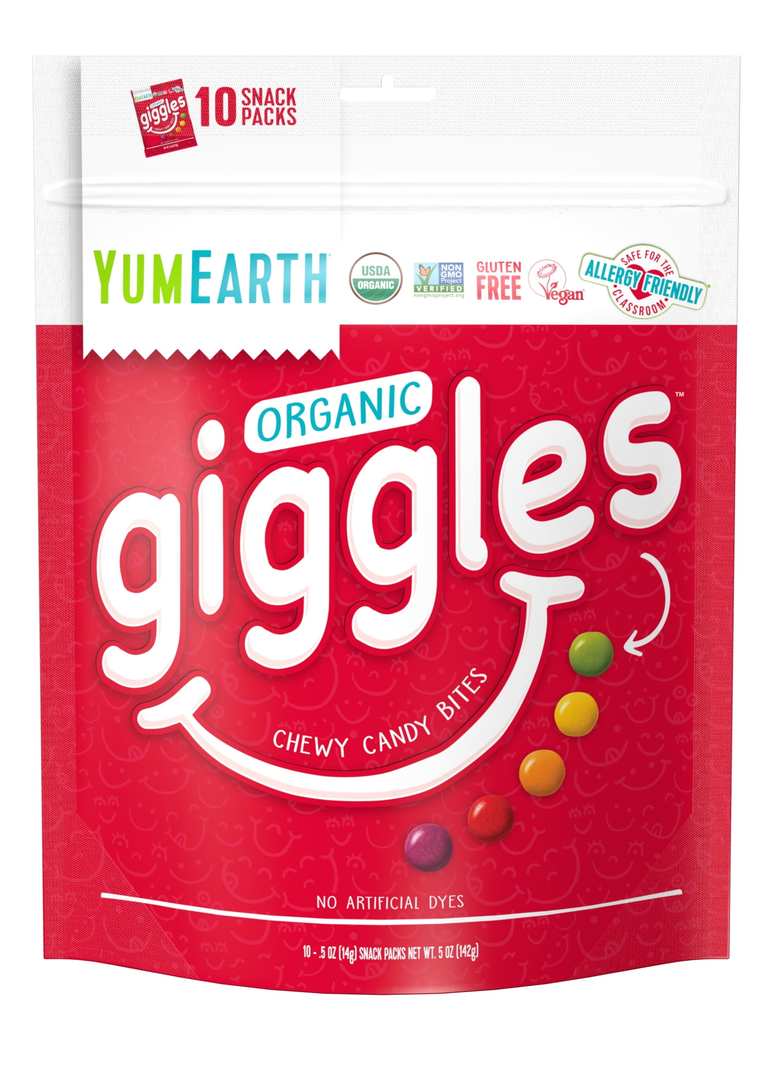 YumEarth Gluten Free, Vegan & Organic Giggles Candy Bites, 2.5 oz, 5 Ct