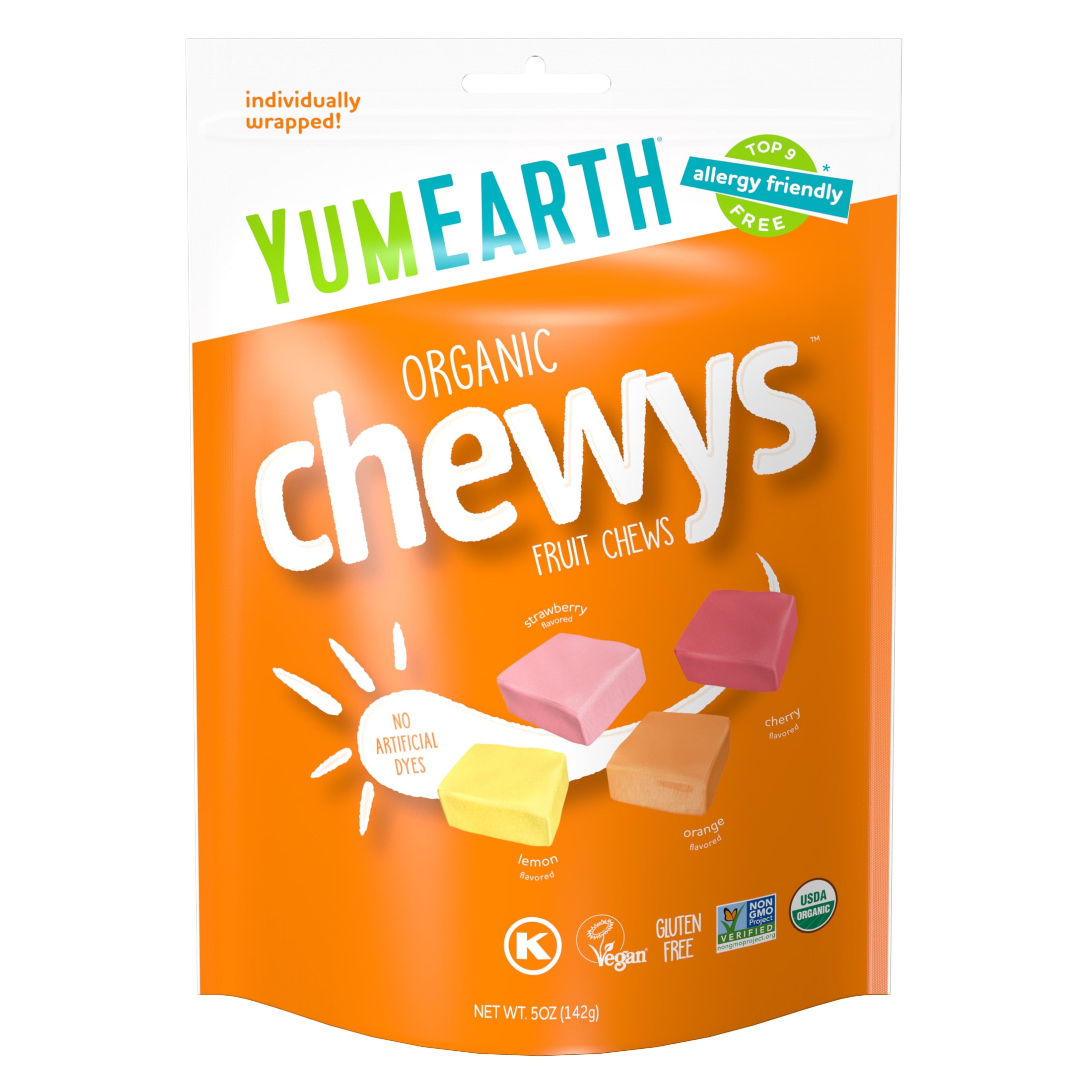 YumEarth, Organic Chewys Assorted Fruit Flavors, 5oz Bag - Walmart.com