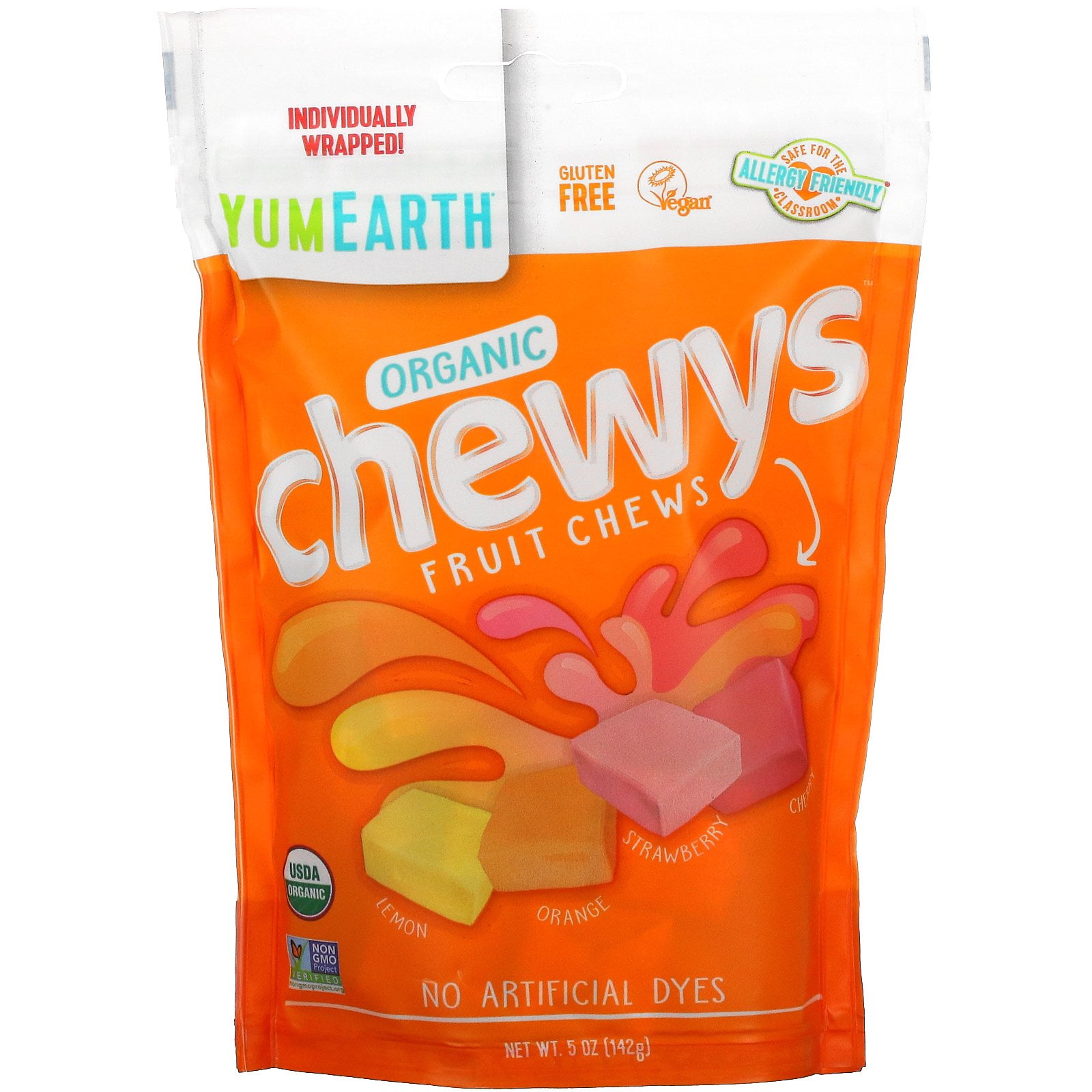 YumEarth Organic Chewys Fruit Chews, Lemon, Orange, Strawberry, Cherry