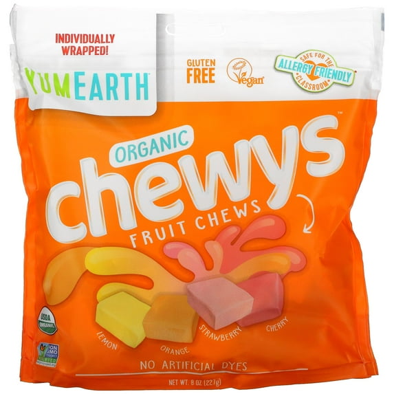 Organic Chewys Fruit Chews, Lemon, Orange, Strawberry, Cherry, 8 oz (227 g), YumEarth
