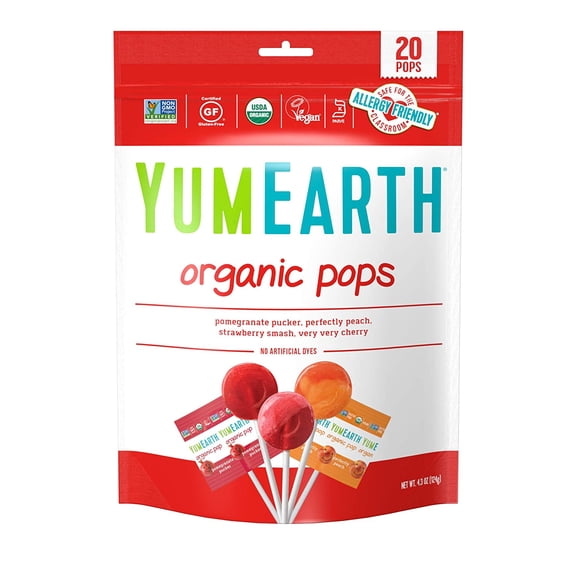 YumEarth, Organic Fruit Pops Lollipops, 4.2 oz, 20 Ct