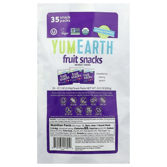 YumEarth Gluten Free Fruit Snacks, Favorites, 35 Snack Packs, 0.7 oz (19.8 g) Each