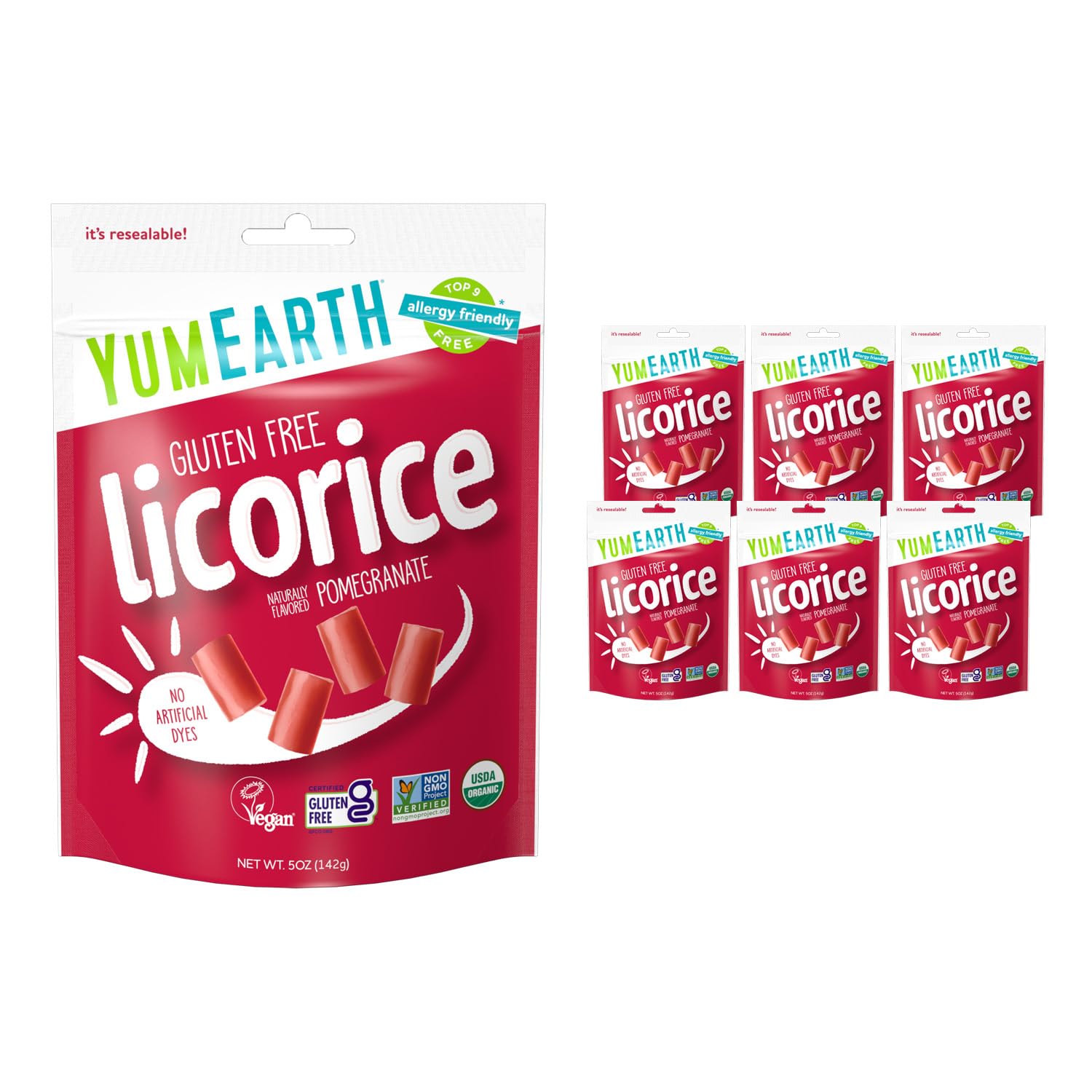 YumEarth Organic Gluten Free Pomegranate Licorice Snack Packs Allergy