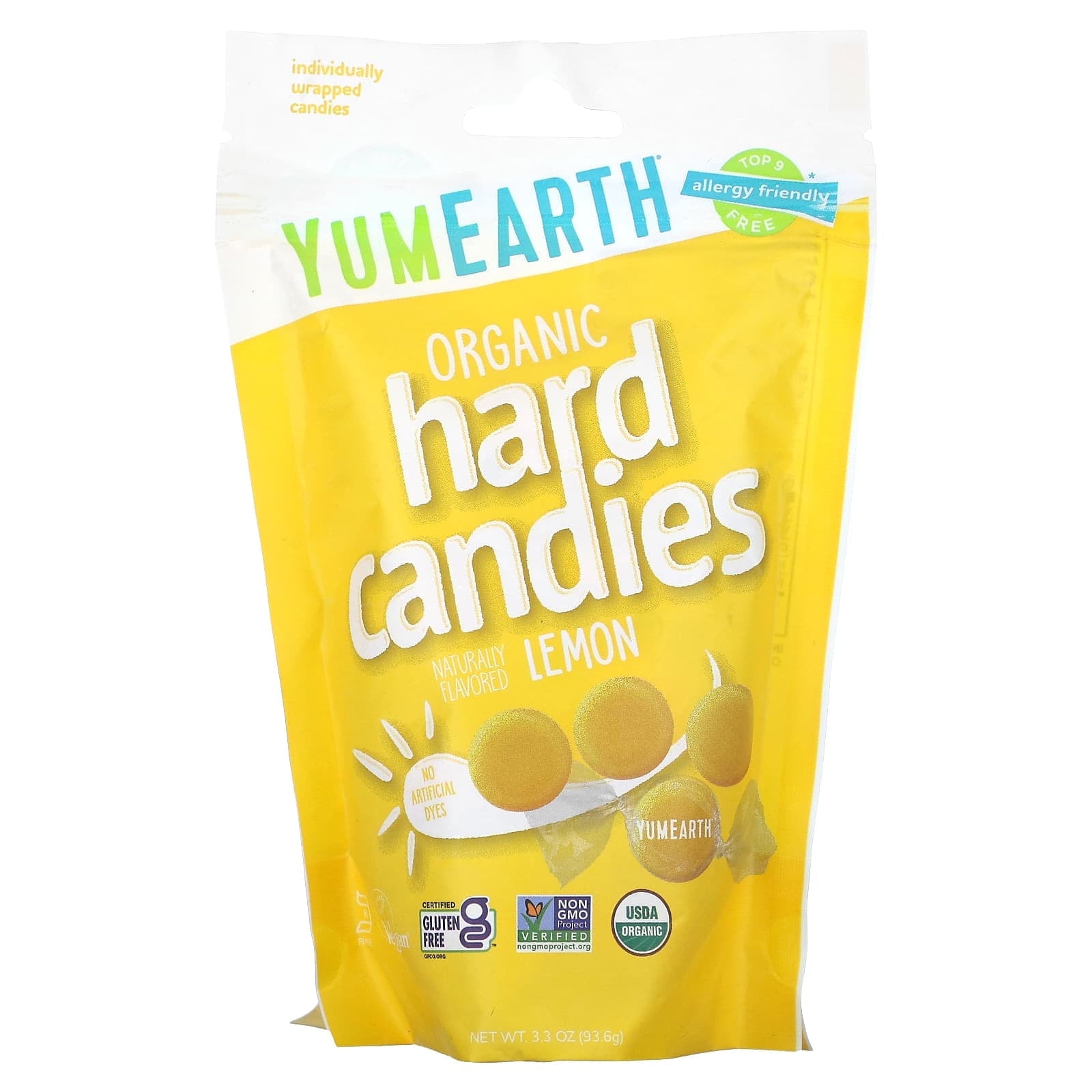 YumEarth, Organic Hard Candies, Cheeky Lemon, 3.3 oz Pack of 4