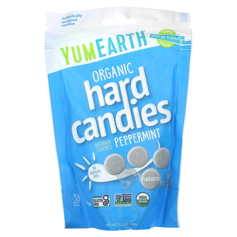 YumEarth, Organic Hard Candies, Peppermint, 3.3 oz Pack of 4