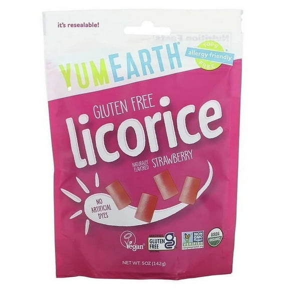 YumEarth, Organic Licorice, Strawberry, 5 oz Pack of 3