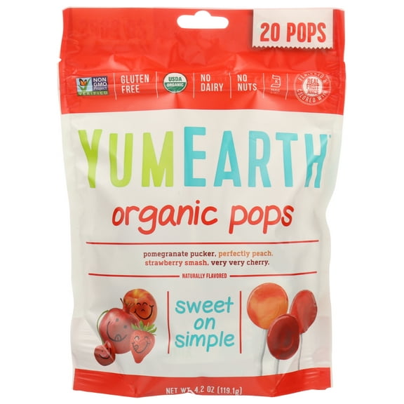 YumEarth Organic Lollipops, Assorted, 4.2 oz, 20 Count, Pack of 12