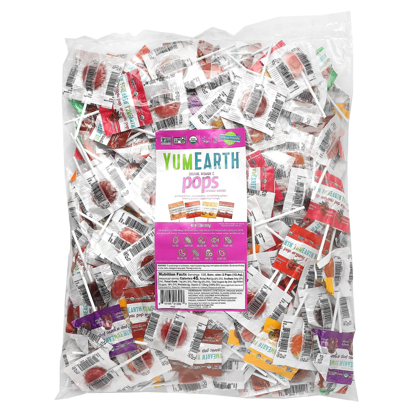 YumEarth Organic Pops, Vitamin C, Assorted Flavors, 3.5 lbs