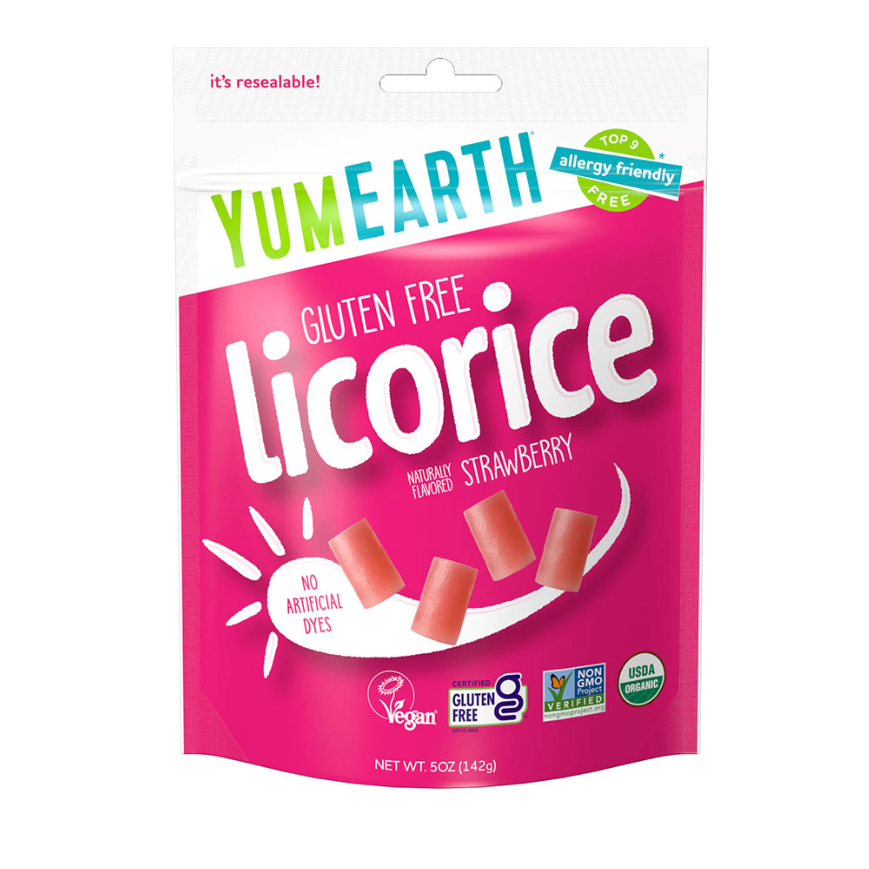 YumEarth Organic Red Strawberry Licorice Candy Bites, Gluten Free, 5 oz Bag - image 1 of 8