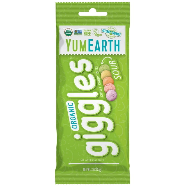 YumEarth Organic Sour Giggles Chewy Candy, Gluten Free, 2 oz Bag