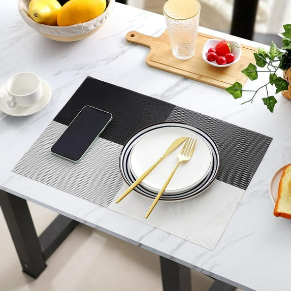 YumSur Set of 6 Placemats,11.8x17.7in PVC Non-Slip Washable Place Mats, Tear-Resistant Heat-Resistant Placemats for Wedding Coffee Shop Decoration