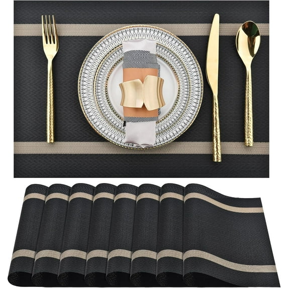 YumSur Set of 6 Placemats,11.8x17.7in PVC Non-Slip Washable Place Mats, Tear-Resistant Heat-Resistant Placemats