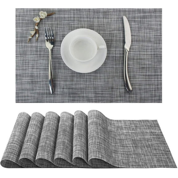 YumSur Set of 6 Placemats,11.8x17.7in PVC Non-Slip Washable Place Mats, Tear-Resistant Heat-Resistant Placemats