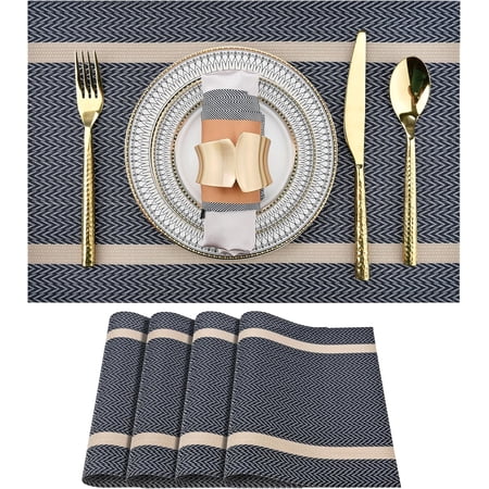 YumSur Set of 6 Placemats,11.8x17.7in PVC Non-Slip Washable Place Mats, Tear-Resistant Heat-Resistant Placemats