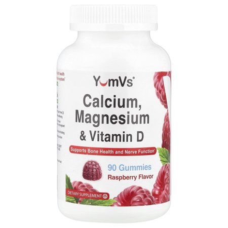 YumVs Calcium, Magnesium & Vitamin D Gummies, Raspberry, 90 Gummies