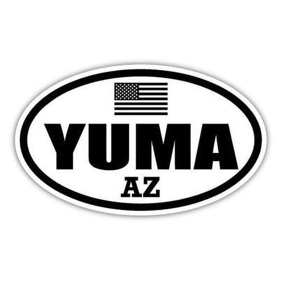 Yuma AZ Arizona Yuma County Stealthy Subdued Old Glory US Flag Oval Euro Decal Bumper Sticker 3M Vinyl 3" x 5"