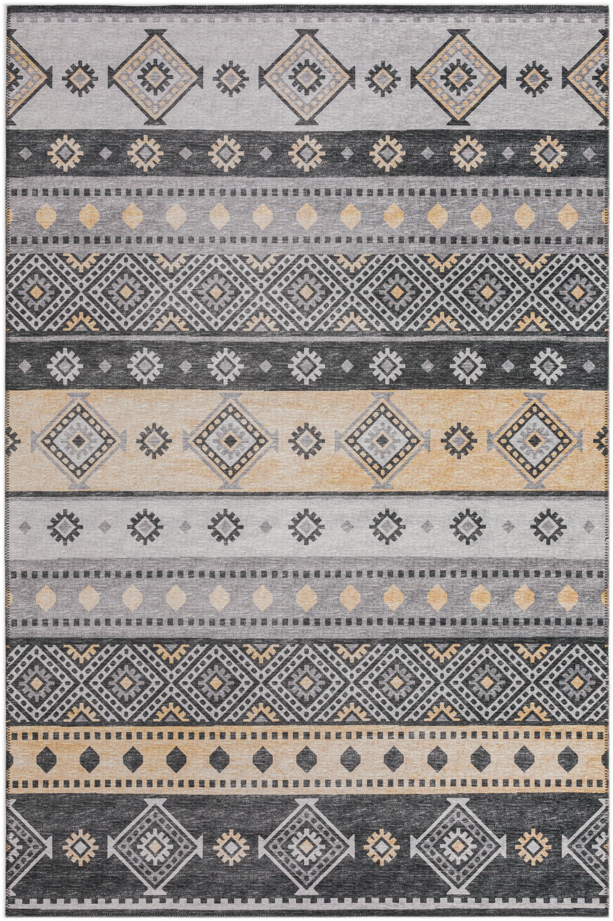 Gray and Beige Chenille 3' x 5' Non-Skid Area Rug