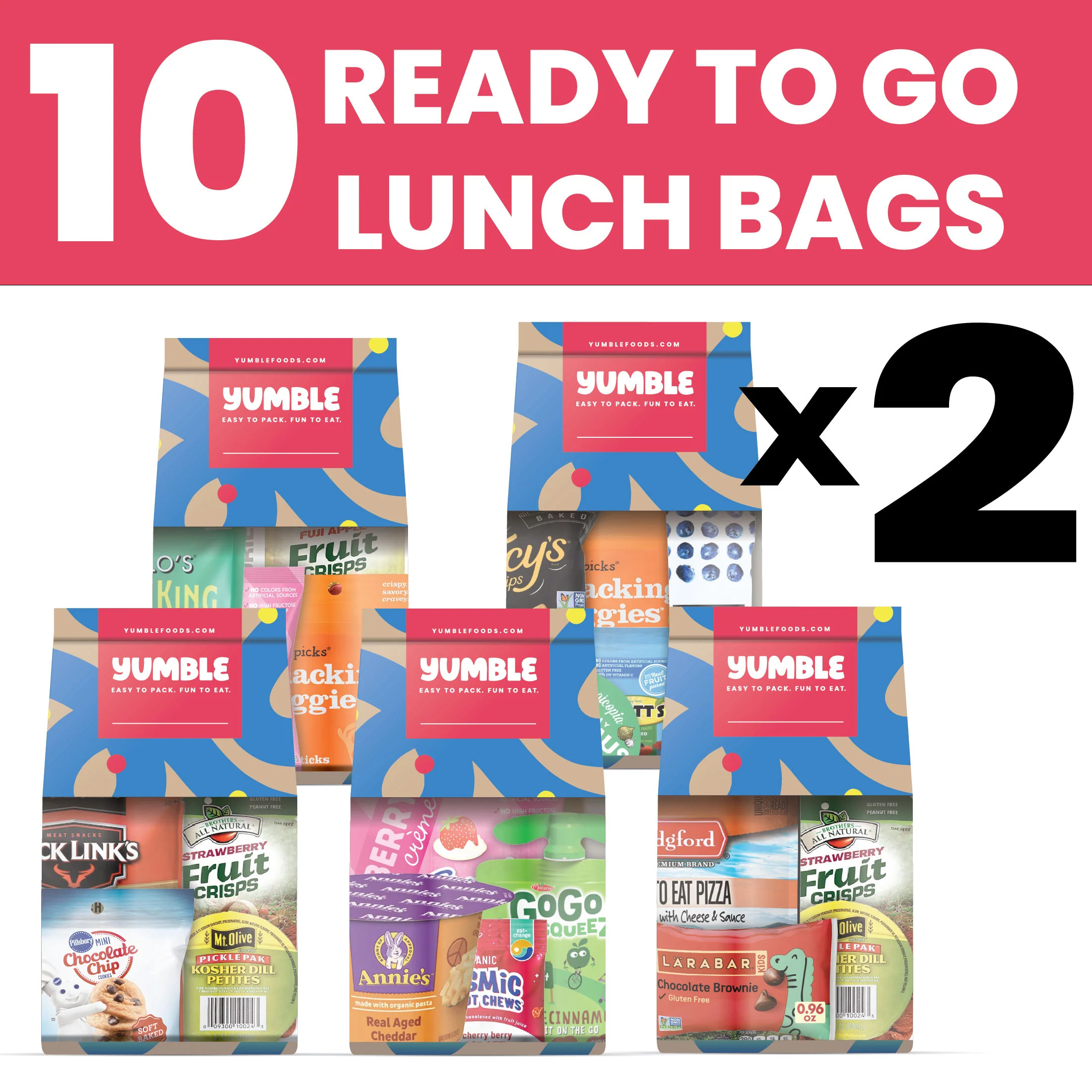 Yumble® Ready to Go Kids Lunch Bags Starter Pack 10 New Lunches
