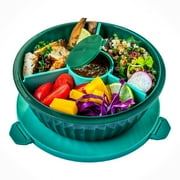 Yumbox Salad Bowl with Leakproof Lid Kale Green Removable 3-Part Divider & Dip Cup, Lunch Salad Bowl and Food Storage