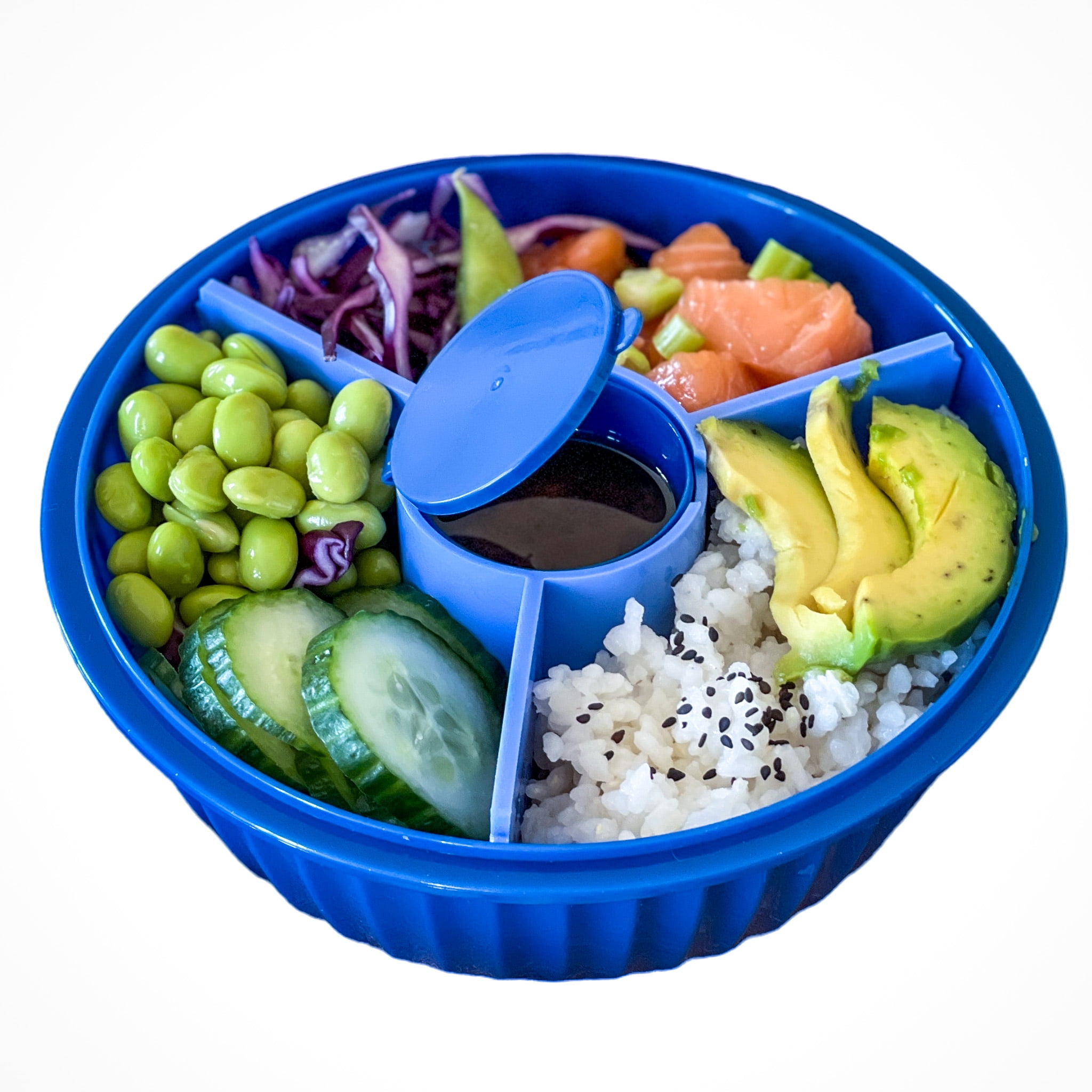 Yumbox Poke Salad Bowl (Hawaii Blue) Leakproof Lid, Removable 3Part