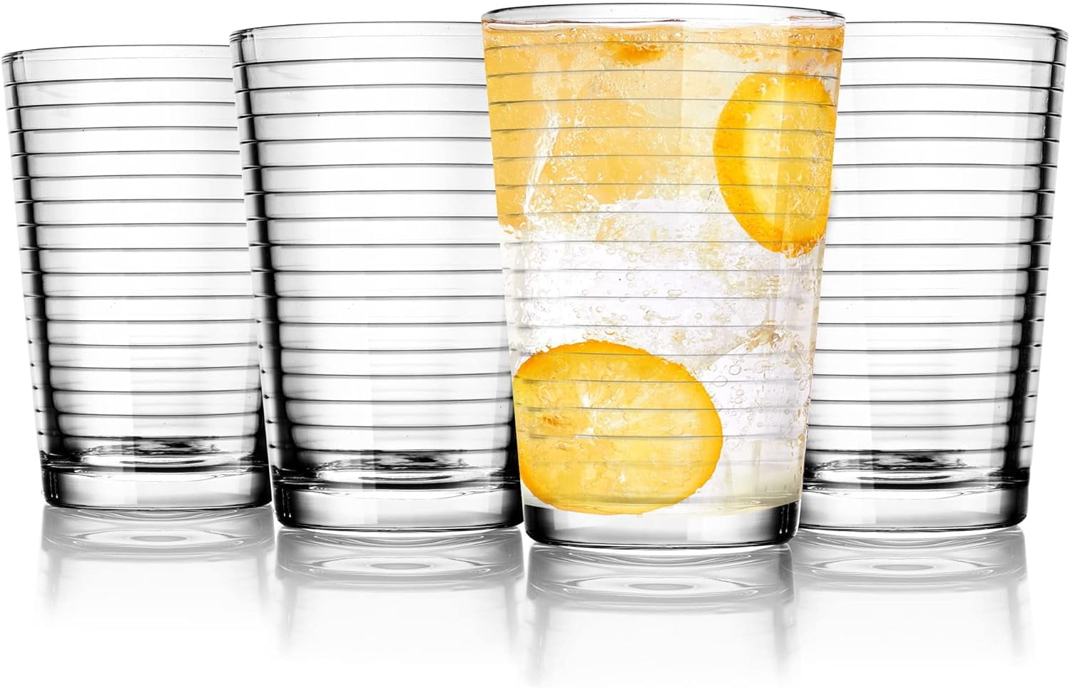 Yumchikel Quality Tempered 7 Oz Juice Glasses, Set of 4, Dishwasher ...