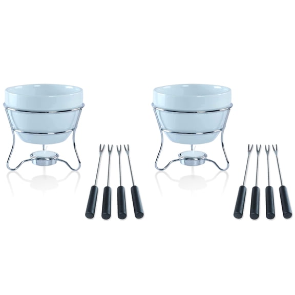 Yumchikel Chocolate Fondue Pot set with Dipping Forks and Tea Light Candle Holder