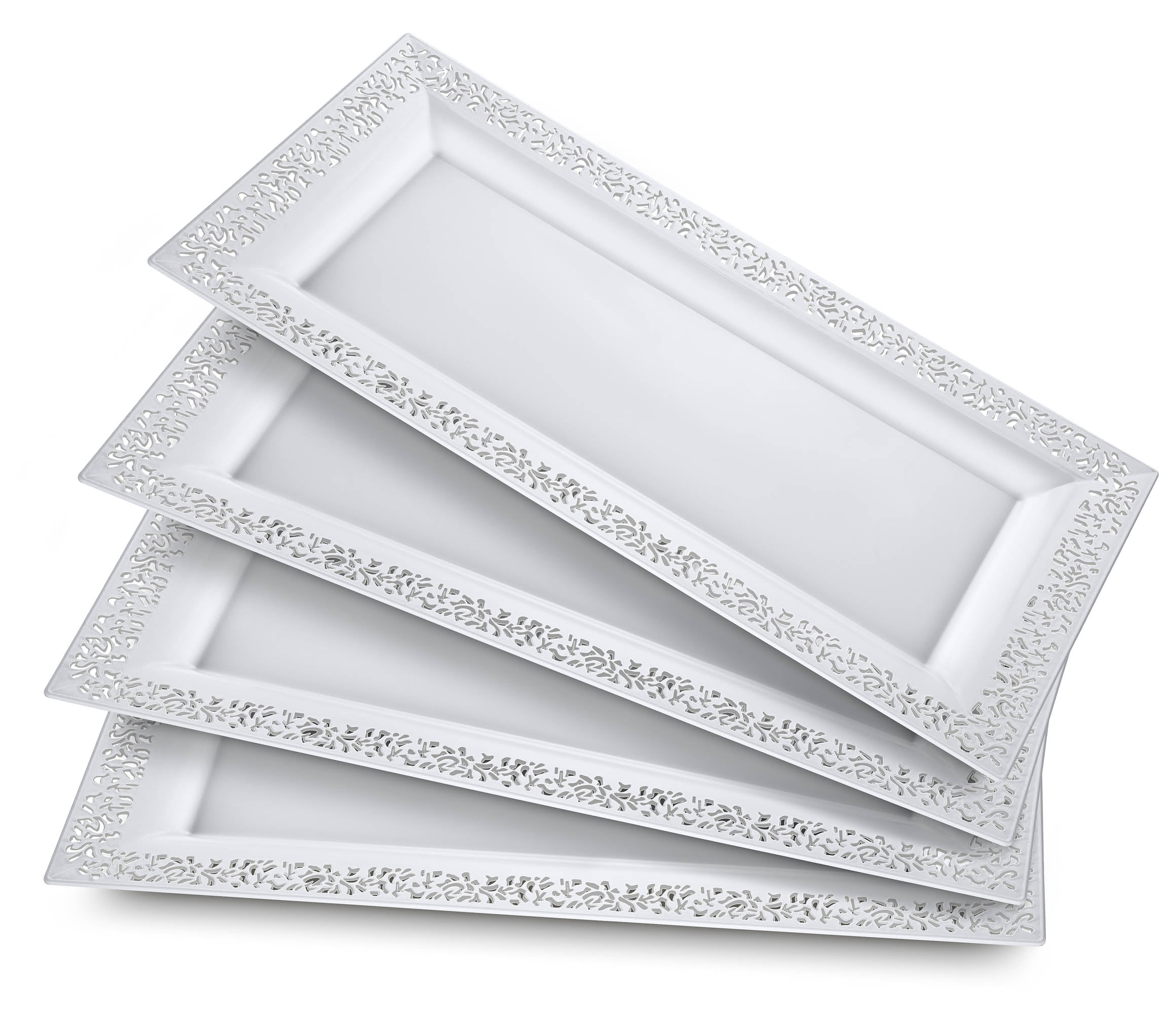 Silver Disposable Party Tray Plastic Serving Trays 9