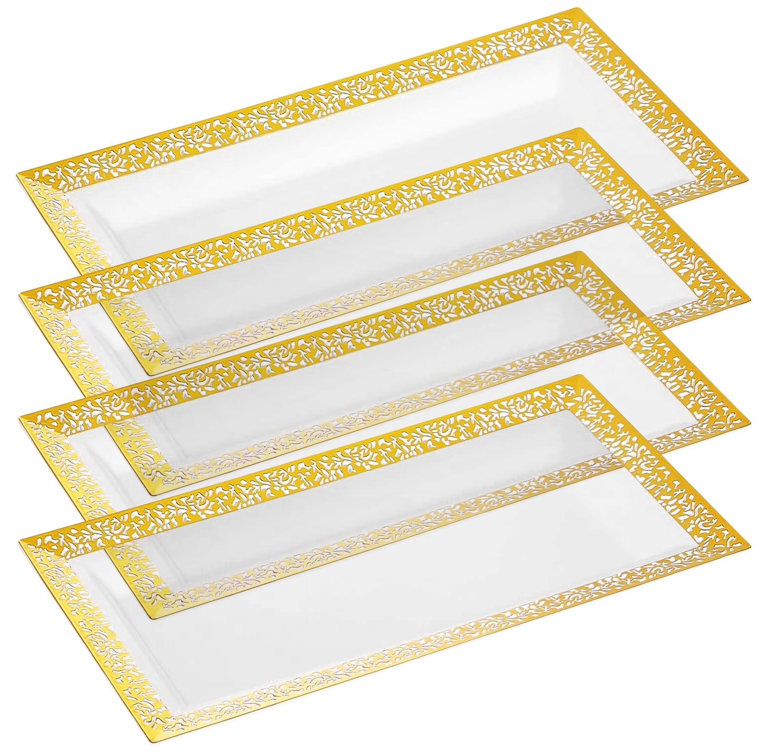 YumchikelElegant Plastic Serving Tray & Platter Set (4pk) Clear