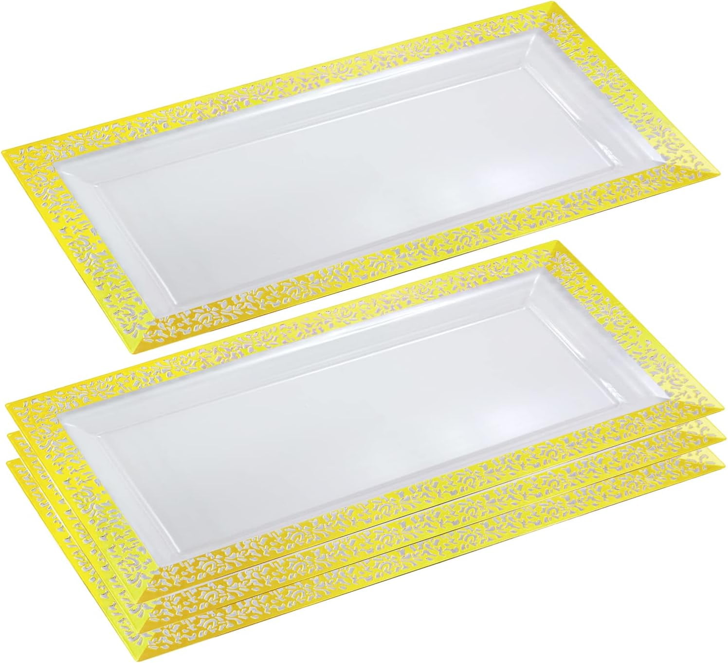 YumchikelElegant Plastic Serving Tray & Platter Set (4pk) Clear