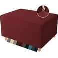 thumbnail image 1 of Yumcute 23-31in Ottoman Cover Latest Jacquard Design High Stretch Folding Storage Footstool protector Rectangle Removable Slipcover Wine Red, 1 of 12