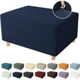 thumbnail image 1 of Yumcute 43-62in Ottoman Cover Latest Jacquard Design High Stretch Folding Storage Footstool protector Rectangle Removable Slipcover Navy, 1 of 13