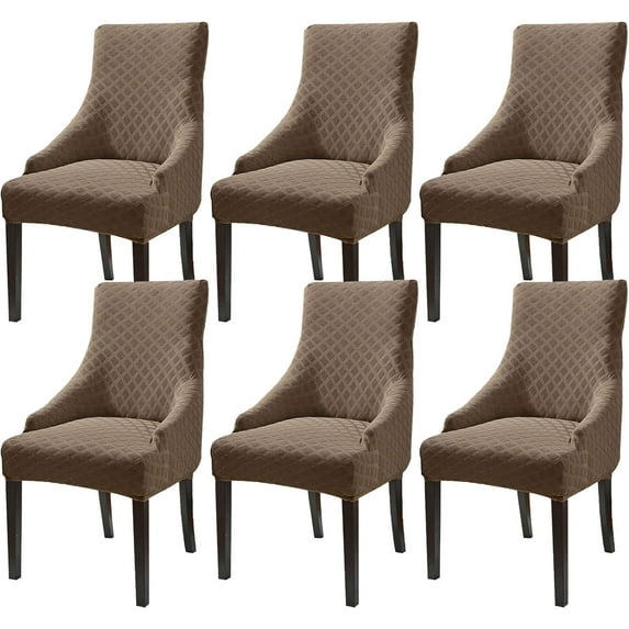 Yumcute 6 Pack Chair Covers for Dining Room Stretch Rhombic Geometric Wingback Chair Covers Slipcover
