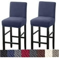 thumbnail image 1 of Yumcute Bar Stool Covers,2 Pack Stretch Bar Stool Covers with Backs Jacquard Bar Stool Chair Covers with Elastic Bands Navy Blue, 1 of 12