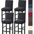 thumbnail image 1 of Yumcute Bar Stool Covers,4 Pack Stretch Bar Stool Covers with Backs Jacquard Bar Stool Chair Covers with Elastic Bands Black, 1 of 13