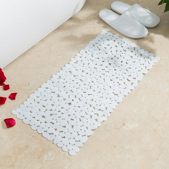 Yumcute Bathtub Mat Non Slip Pebble Bath Shower Mat with Drain Holes, Suction Cups Mat for Tub (14" W x 27" L,
