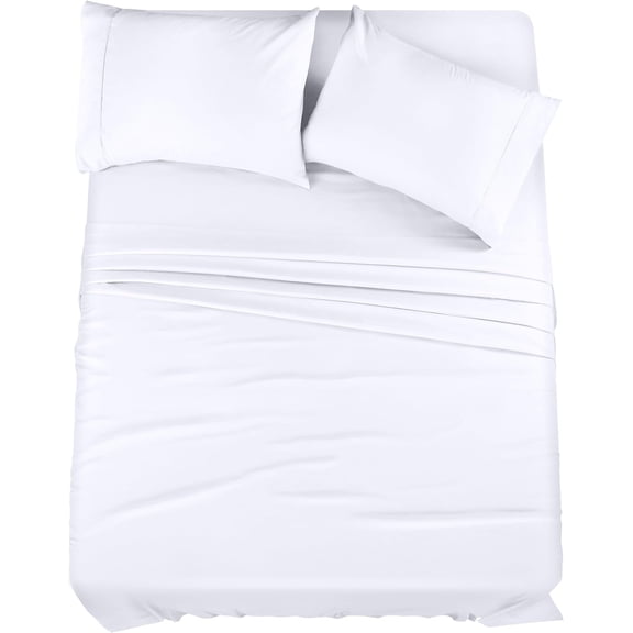 Yumcute Bedding Twin Bed Sheets Set - 4Piece Bedding - Brushed Microfiber - Shrinkage and Fade Resistant - Easy Care (Twin, White)