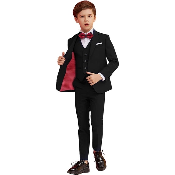 Yumcute Boy Suits 5 Piece Slim Fit Suit for Kids Toddler Formal Set Wedding Ring Bearer Outfit 18