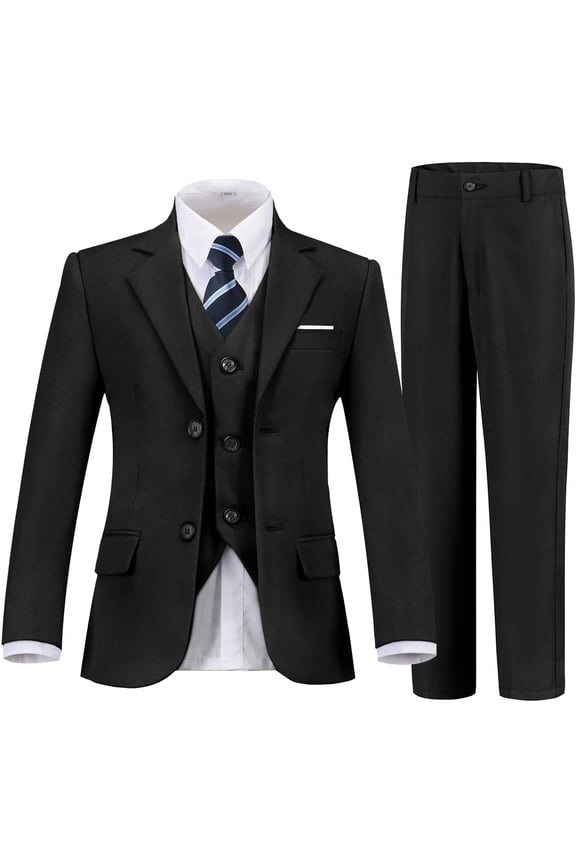 Boys Suits 5 Piece Formal Suit Set Slim Fit Formal Dress Clothes Ring Bearer Outfit for Kids
